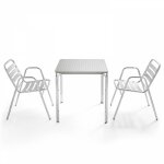 Table de jardin carr�e en aluminium et 2 fauteuils