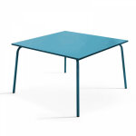 Oviala - table de jardin carr�e en m�tal bleu pacific - palavas