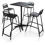 Oviala - table de jardin mange - debout et 4 chaises en aluminium gris