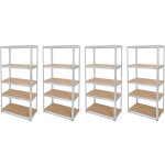 Oxeo - lot de 4 �tag�res modulables charges lourdes en m�tal 5 plateaux - 875 kg