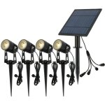 Spots solaires led avec piquets x4 - c�ble 3m - �clairage exterieur solaire pour jardin et chemin - orientable ...