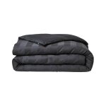 Parure de lit 3 pi�ces 260x240 cm percale satin uni ray� noir