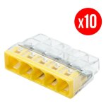Pack de 10 bornes de connexion rapide � levier wago 5 entr�es fil rigide - s2273