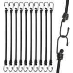 Pack de 10 sandows �lastiques noirs �8 mm � 30 cm, pour camping, tentes, b�ches moto et cargo