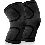 Pack de 2 genouillres noires - manchon de soutien du genou pour hommes / femmes, manchons de compression ...