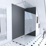 Aurlane - pack douche a l'italienne 90x120 - kit panneaux muraux gris / chrome + receveur + paroi depolie ... Aurlane - pack douche a l'italienne 90x120 - kit panneaux muraux gris / chrome + receveur + paroi depolie ...