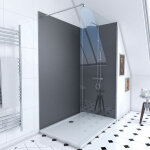 Aurlane - pack douche a l'italienne 90x120 - kit panneaux muraux gris / chrome + receveur + paroi 6 mm ...