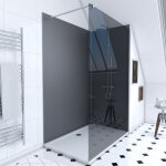 Aurlane - pack douche a l'italienne 90x120 - kit panneaux muraux gris / chrome + receveur + paroi fumee ... Aurlane - pack douche a l'italienne 90x120 - kit panneaux muraux gris / chrome + receveur + paroi fumee ...