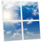 Pack de 4 dalles led imprim�es 60x60 cm - motif ciel tr�s nuageux - lumi�re blanc neutre 4000k - panneaux ...
