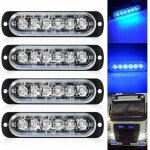 Pack de 4 - lumi�re stroboscopique ultra mince bleu � 6 led - barre lumineuse � led mini barre lumineuse ...