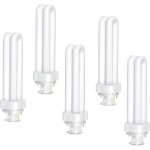 Pack de 5 ampoules tube plc g24d - 3 2 broches 26w, lumi�re blanc froid 6500k, 1600lm, tube double tour ...