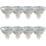 Pack de 8 ampoules halog�nes r�flecteur gu5. 3 20w 12v, dimmable projecteur, spot halog�ne mr16, 210lm, ...