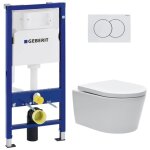 Geberit - pack bati - support up100 + plaque delta01 blanche + cuvette suspendue sat sans bride et fixations ...