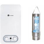 Pack chauffe - eau gaz instantan elm leblanc ondea hydropower, 10 l / min butane propane bas nox + gaine ...
