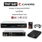 M - e - pack dcodeur tv cahors teox hd tntsat + carte tntsat + disque dur externe 1 tra - blanc