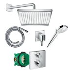 Hansgrohe - crometta e pack encastré avec mitigeur thermostatique ecostat square chromé Hansgrohe - crometta e pack encastré avec mitigeur thermostatique ecostat square chromé