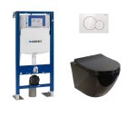 Geberit - pack up320 + cuvette sans bride kelos noir brillant + plaque sigma blanc