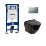 Geberit - pack up320 + cuvette sans bride kelos noir brillant + plaque sigma chrom� mat