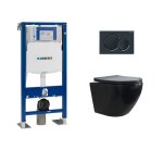 Pack geberit up320 + cuvette sans bride kelos flush noir mat + plaque sigma noir