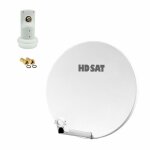 Hdsat - pack parabole satellite fibre composite blanche 60cm brides inox + lnb single hd 4k