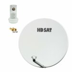 Hdsat - pack parabole satellite fibre composite blanche 75cm + lnb single hd 4k