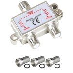 Pack hdsat repartiteur antenne tv ou sat 1 entree 2 sorties 5 - 2300 mhz + 3 fiches f argent