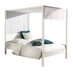 Paris prix - pack - lit  baldaquin & voile 'pino' 140x200cm blanc