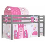 Paris prix - pack - lit enfant surlev, tente, 3 pochettes & tunnel 'pino princesse' gris