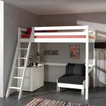 Paris prix - pack - lit mezzanine enfant, commode & fauteuil - lit 'pino' blanc