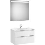 Roca - pack meuble bas blanc avec 2 tiroirs + lavabo + miroir led the gap position du lavabo : central ...