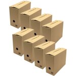 Lot de 8 bo�tes d'archives en carton ondul� robuste - organisation pratique - 33, 5 x 12 x 24 cm