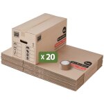 Lot 20 cartons dmnagement premium - 60 x 30 x 30 cm - extrme rsistance 25 kg - rutilisables - double ...