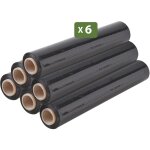 Lot 6 rouleaux film �tirable - 300 m - noir - film d�m�nagement film emballage film palette film protection ...
