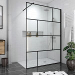 Pack paroi de douche 140x195 cm + receveur de douche a carreler 90x140 recoupable