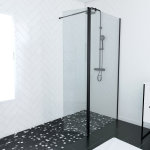 Aurlane - pack paroi de douche et volet pivotant 90 + 40x200 cm - verre transparent - barre de fixation ...