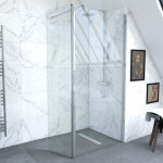 Aurlane - pack paroi de douche et volet pivotant 90 + 40x200 cm - verre transparent - barre de fixation ...