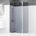 Aurlane - pack paroi de douche et volet pivotant 90 + 40x200cm - verre fum + barre fixation chrome