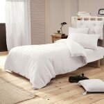 Cdaffaires - pack parure de couette 140x200 cm + drap housse 90x190 + 1 taie gaze de coton bio blanc