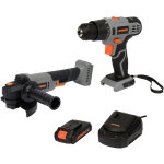 Pack perceuse, meuleuse d'angle sans fil 125mm batterie, chargeur