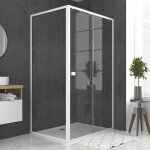 Aurlane - pack porte de douche coulissante blanc 120x185cm + retour 80 verre transparent 5mm - whity ... Aurlane - pack porte de douche coulissante blanc 120x185cm + retour 80 verre transparent 5mm - whity ...