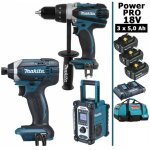 Makita - pack power pro 18v: perceuse 91nm ddf458 + visseuse � chocs 165nm dtd152 + radio de chantier ...