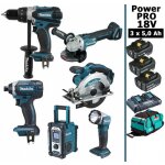 Makita - pack power pro 6 outils 18v: perceuse ddf458 + visseuse � choc dtd152 + meuleuse dga504 + scie ...