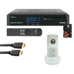 Pack servimat vega 3 decodeur satellite full hd + carte d'tntsat v6 + c�ble hdmi + lnb single hdsat