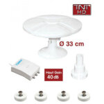Pack tonna antenne tnt hd omnidirectionnelle gain 40db + 4 aimants fixation camping - car