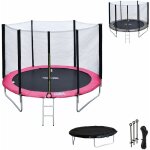Pack premium trampoline 180cm r�versible rose / gris cairns + filet, �chelle, b�che et kit d'ancrage