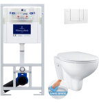 Villeroy&boch - pack wc bti - support + cuvette grohe bau sans bride + abattant softclose + plaque blanche ...