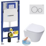 Pack wc bati - support geberit cuvette swiss aqua technologies sans bride + abattant soft close + plaque ...