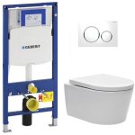 Geberit - pack wc bati - support + cuvette swiss aqua technologies + abattant softclose + plaque (gebsatrimles ...