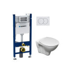 Pack wc bati - support geberit duofix + wc cersanit s - line pro + abattant + plaque blanche (s - lineprogeb3) ...
