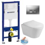 Pack wc bati - support geberit duofix up100 + wc sans bride lucco avva avec fixations invisibles + abattant ...